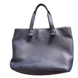 Borsa tote Lancel Charlie in pelle blu navy