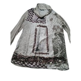 Túnica Elena Miró beige estampada viscosa