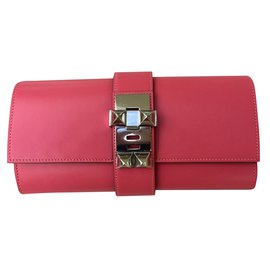 Clutch Hermès Médor 23 in pelle Tadelact rosa