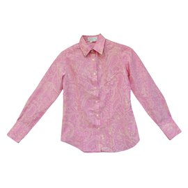 Camicia Paul & Joe Rosa in Cotone con Motivi Cachemire Bianchi