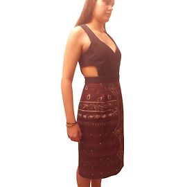 Vestido Burberry Prorsum Estampado Negro y Cashmere