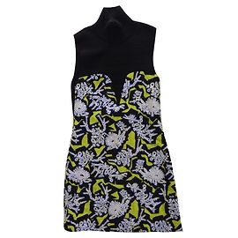 Vestido Kenzo de Dos Piezas Bordado Negro Amarillo Blanco