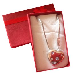 Collier Pendentif Cœur Yves Saint Laurent Argent et Cristaux Bleus
