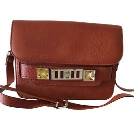 Bolsa de mão Proenza Schouler PS11 em couro granulado marrom escuro