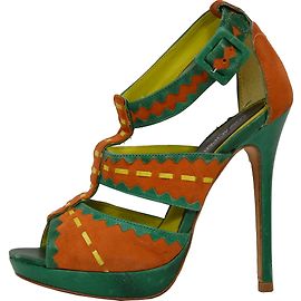Autre Marque Sandali Cosmoparis Nubuck Verde e Arancione 36