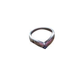 18ct Weißgold Wishbone Ring mit Saphir und Rubin Größe 57 - Autre Marque