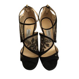 Sandali Jimmy Choo Lace in pelle nera 36.5