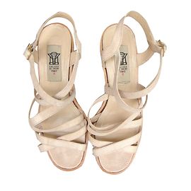 Sandalias Colisee De Sacha de piel beige efecto reptil