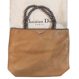 Borsa a mano Christian Dior in pelle beige