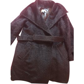 Abrigo Gerard Darel de alpaca marrón oscuro