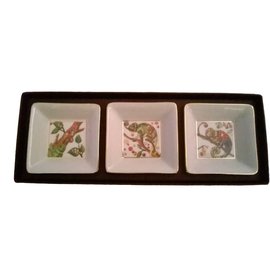 Boucheron Set of 3 White Porcelain Trinket Dishes Animal Pattern