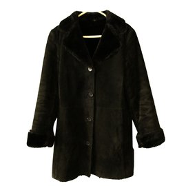 Autre Marque Abrigo de piel de cabra negro
