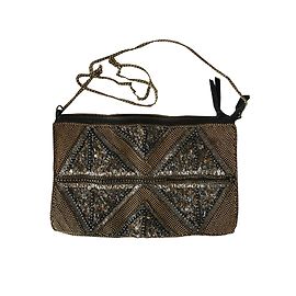 Autre Marque Clutch nera con paillettes e perle con catena
