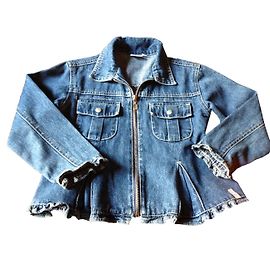Autre Marque Okids Jeansjacke für Mädchen Blau mit Rüschendetails Größe 7 Jahre