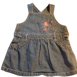 Kitchoun Jeanskleid mit Vogelstickerei 12 Monate - Autre Marque