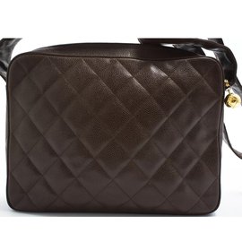 Borsa Chanel marrone scuro pelle caviar