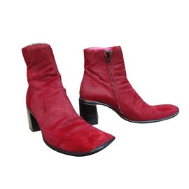Stivaletti Free Lance in pelle di puledro rossa 36