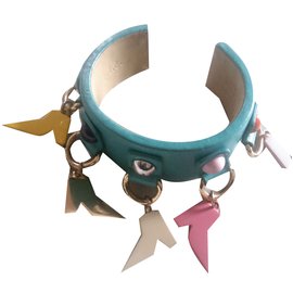 Bracciale Bimba & Lola in Pelle Blu con Dettagli Multicolore