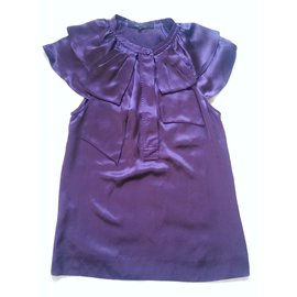 Bcbg Max Azria Camicia senza maniche in seta viola S