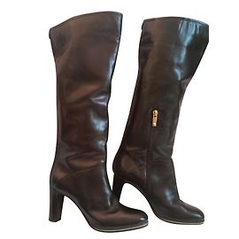 Emporio Armani Arronfi Leather Heel Boots Black