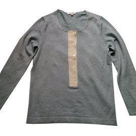 Eric Bompard Kaschmir und Seide Pullover Blau Creme