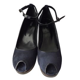 Décolleté con zeppa Comptoir Des Cotonniers in Pelle Blu Navy e Nero 41