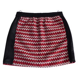 Falda Kenzo de Mezcla de Lana Negra Roja y Blanca