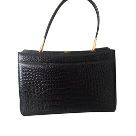 Autre Marque Borsa in pelle di coccodrillo nera