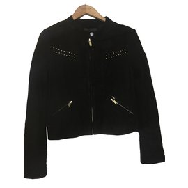 Ikks Kurze Jacke aus schwarzem Hirschleder M