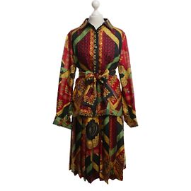 Completo gonna e camicetta in seta Hermès multicolore