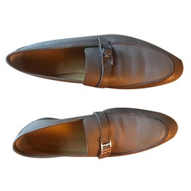 Mocassini Hermès in pelle color caramello 45