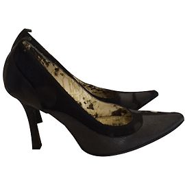 Décolleté Just Cavalli in pelle nera e pelle di vitello