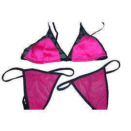 Autre Marque Conjunto Lala Rose Sujetador de Seda Rosa y Bragas de Encaje Negro