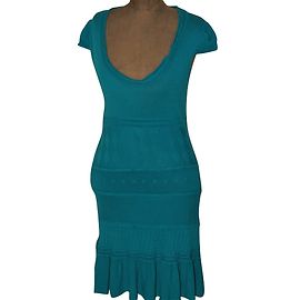 Liu.Jo Langes Kleid aus Baumwollnetz Blau Grün