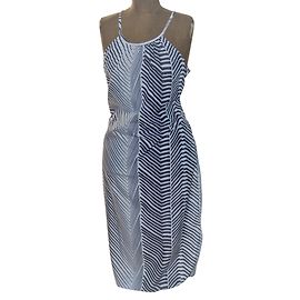 Calvin Klein Sommerkleid lang Baumwolle Weiß Marineblau L