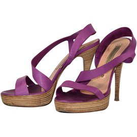 Gianmarco Lorenzi Sandali con Tacco in Pelle Viola Taglia 39