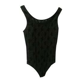 Wolford Trägerloser Body Schwarz mit Blättern im Reliefeffekt