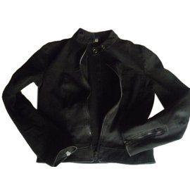 Autre Marque Chaqueta negra de algodón con cuello mao