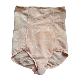 Mutandina Ventre Piatto Vita Alta Pizzo Rosa Beige - Autre Marque