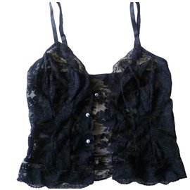 Canotta in pizzo nero con spalline sottili - Autre Marque