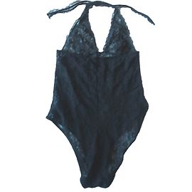 inconnue Body in pizzo nero con schiena scoperta