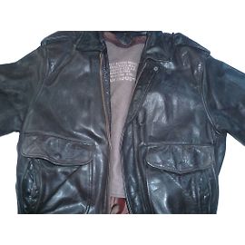 Autre Marque Giacca Bomber Mac William American Squadron in pelle marrone scuro