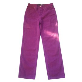 Pantalones Versace de terciopelo color berenjena cintura alta