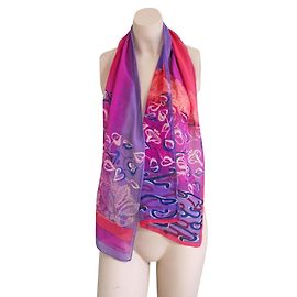 Sciarpa Halston Heritage in seta con stampa floreale rosa e viola