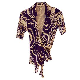 Top en soie Diane Von Furstenberg Marron et Crème