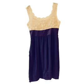 Minivestido Sportmax Broderie floral de seda crema y azul marino