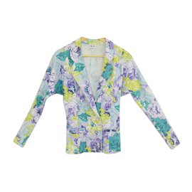 Blazer Irié in cotone con stampa floreale viola multicolore