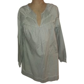 Blusa Berenice de algodón gris con bordados Talla M