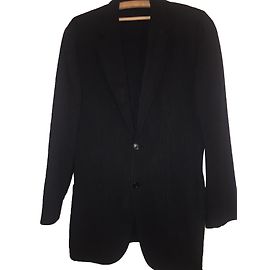Hugo Boss Mason Suit Jacket Dark Grey Cream Stripes Size 50