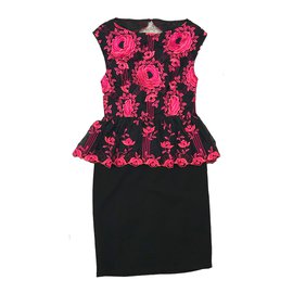 Alice + Olivia Cocktailkleid aus Seide Schwarz Rosa